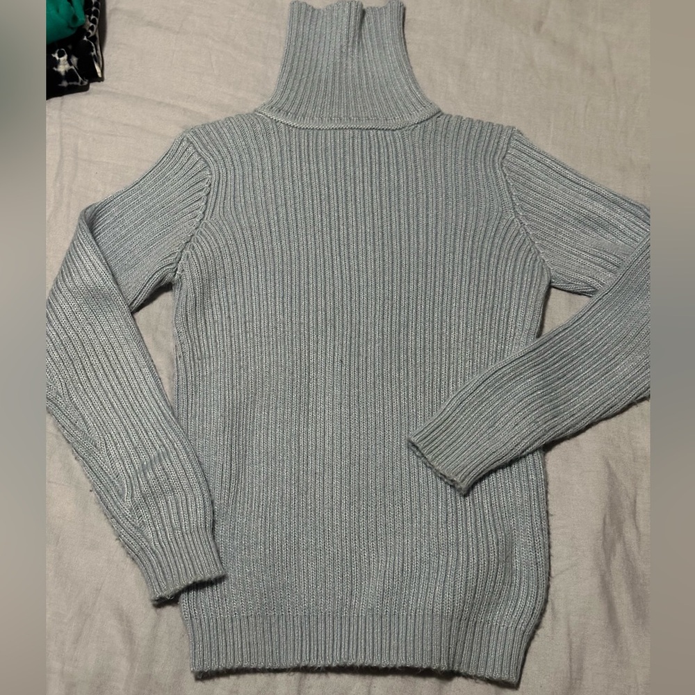 Light blue alpaca turtleneck sweater